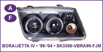 Angel Eye farovi VOLKSWAGEN BORA/JETTA 4 Hrom,crni 99-04